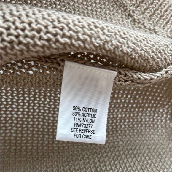 Croft & Barrow Tan Open Curved Front Loose Knit Sweater with Ribbed Trim M - Picture 4 of 10